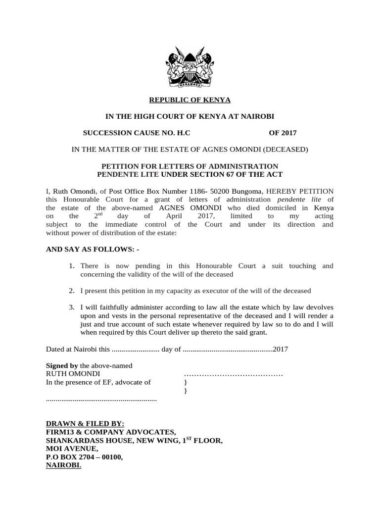 Petition for Letters of Administration | PDF
