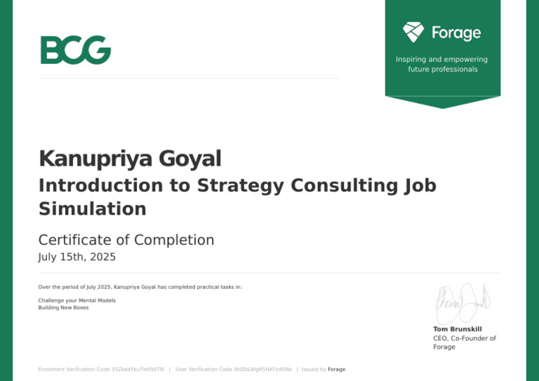 BCG Forage Strategy Consulting Certificate | PDF