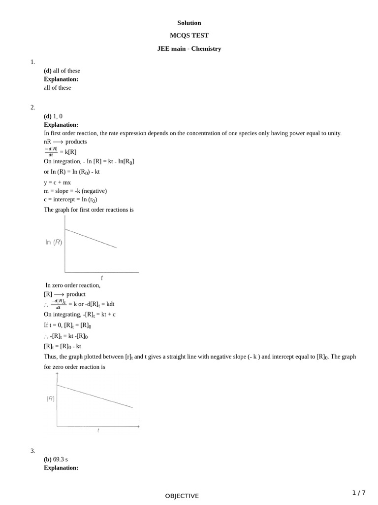 Chemical Kinetics Test Answer - 1754448536082 | PDF | Activation Energy ...