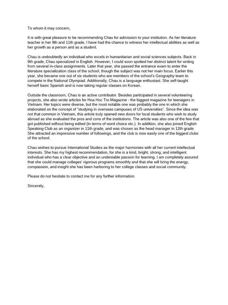 Rec Letter BC | PDF