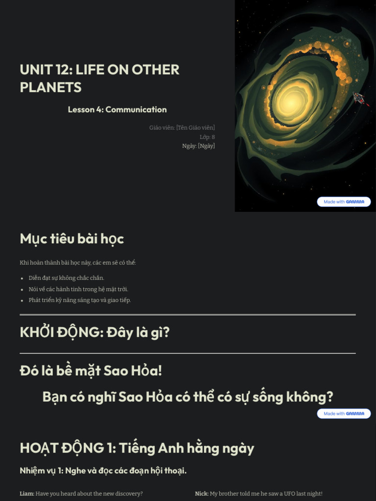 Unit 12 Life On Other Planets | PDF