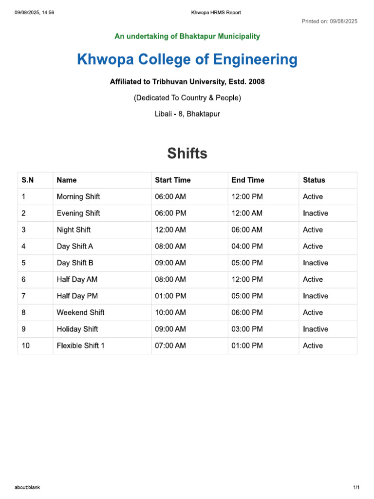 Shifts | PDF