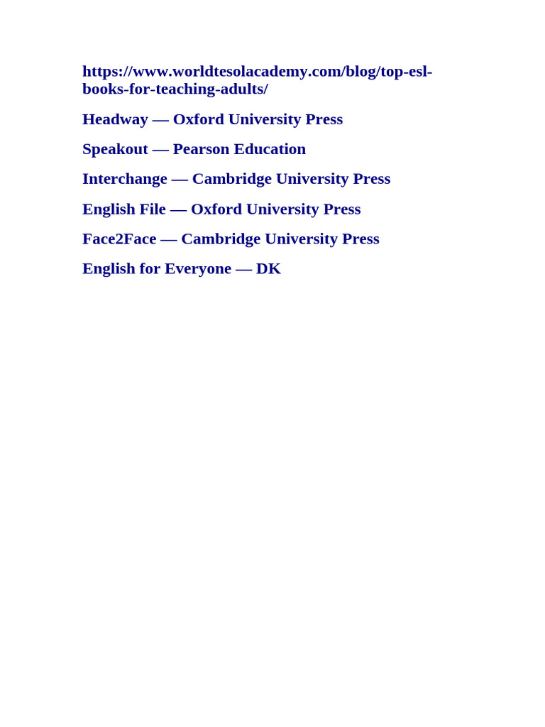 Esol Book List | PDF
