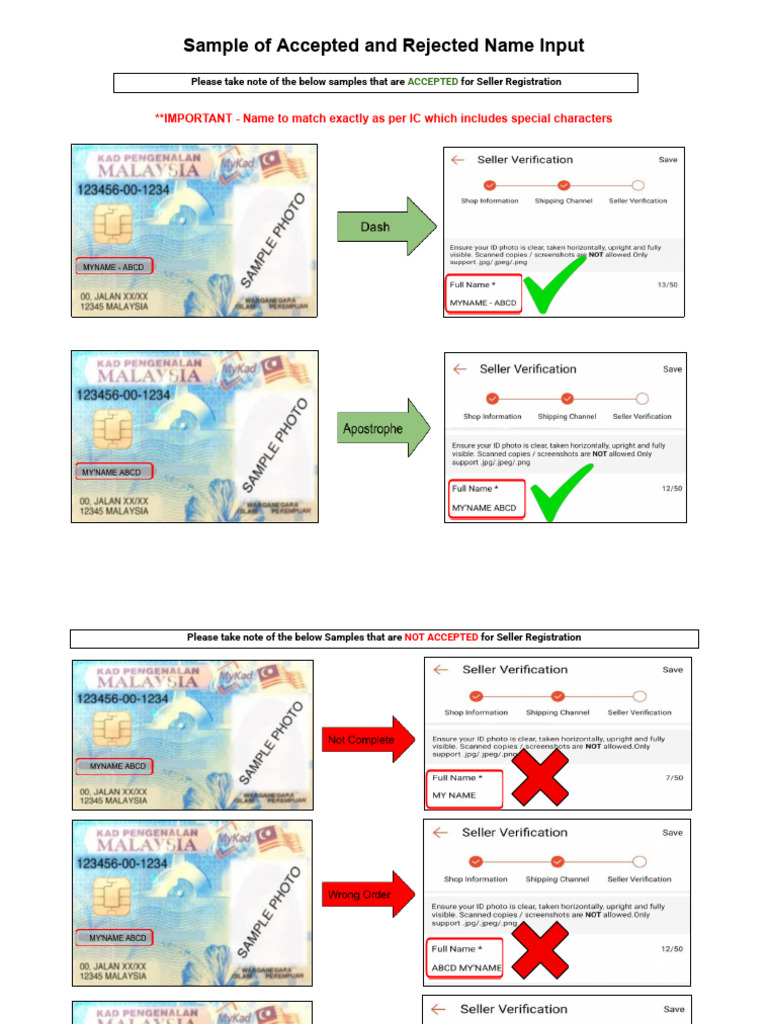 Sample of Accepted and Rejected Name Input | PDF