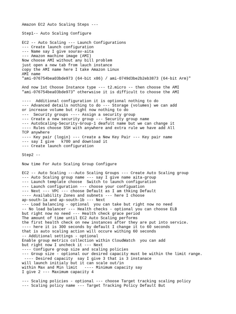 EC2 Auto Scaling Configuration Guide | PDF | Information Technology ...