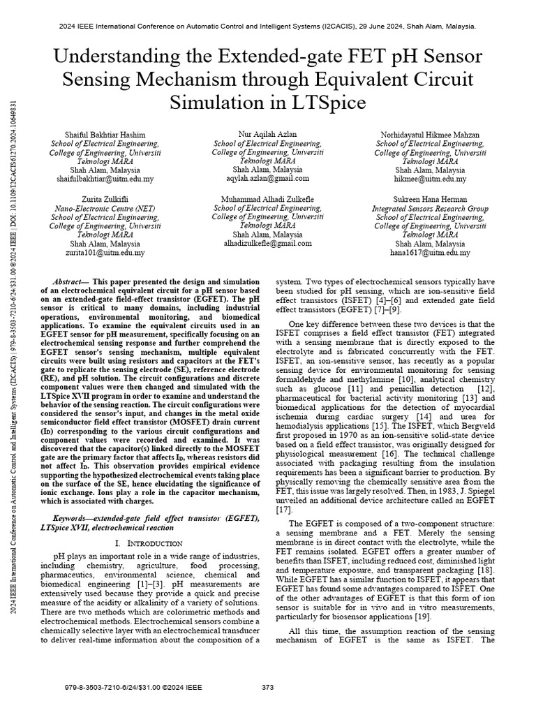 Understanding The Extended-Gate FET PH Sensor Sensing Mechanism Through ...