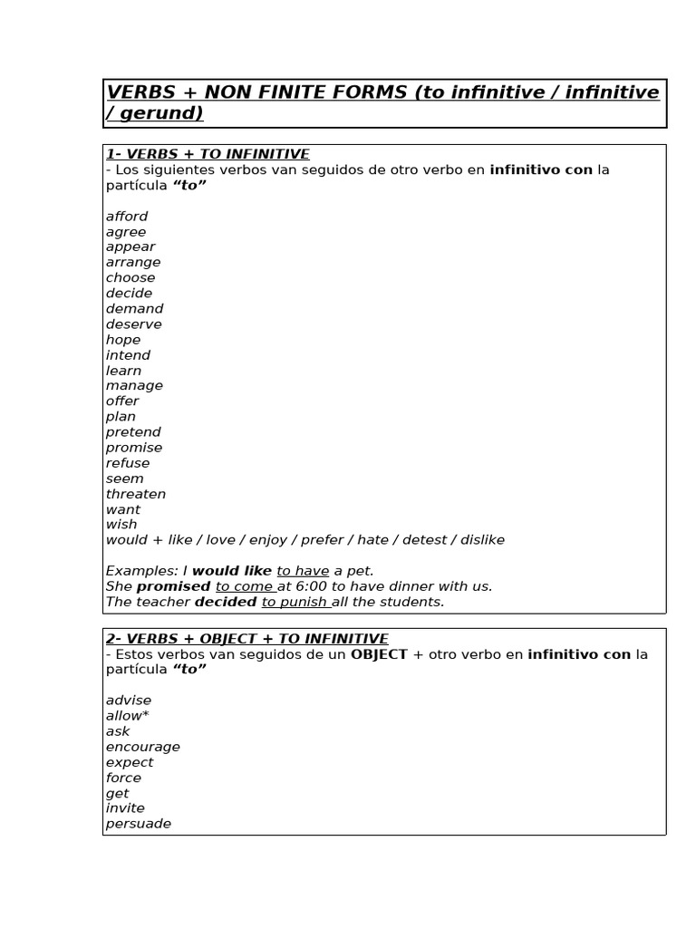 Verbs with Infinitives and Gerunds | PDF