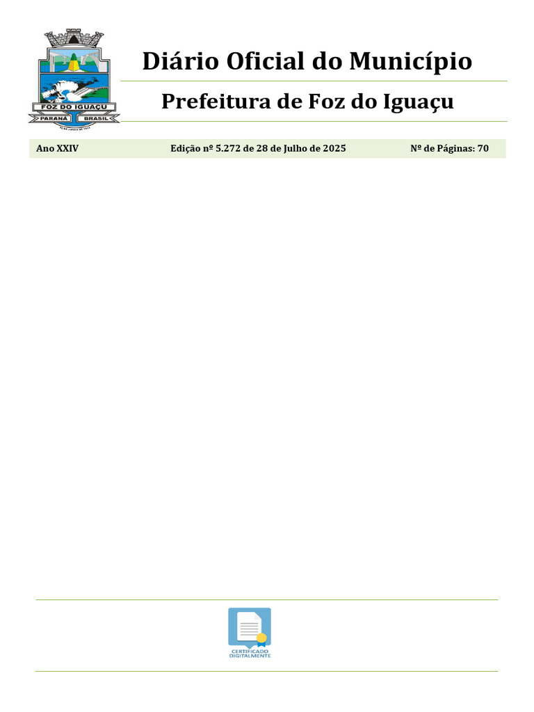 Atos do Executivo de Foz do Iguaçu - Julho 2025 | PDF | Impostos