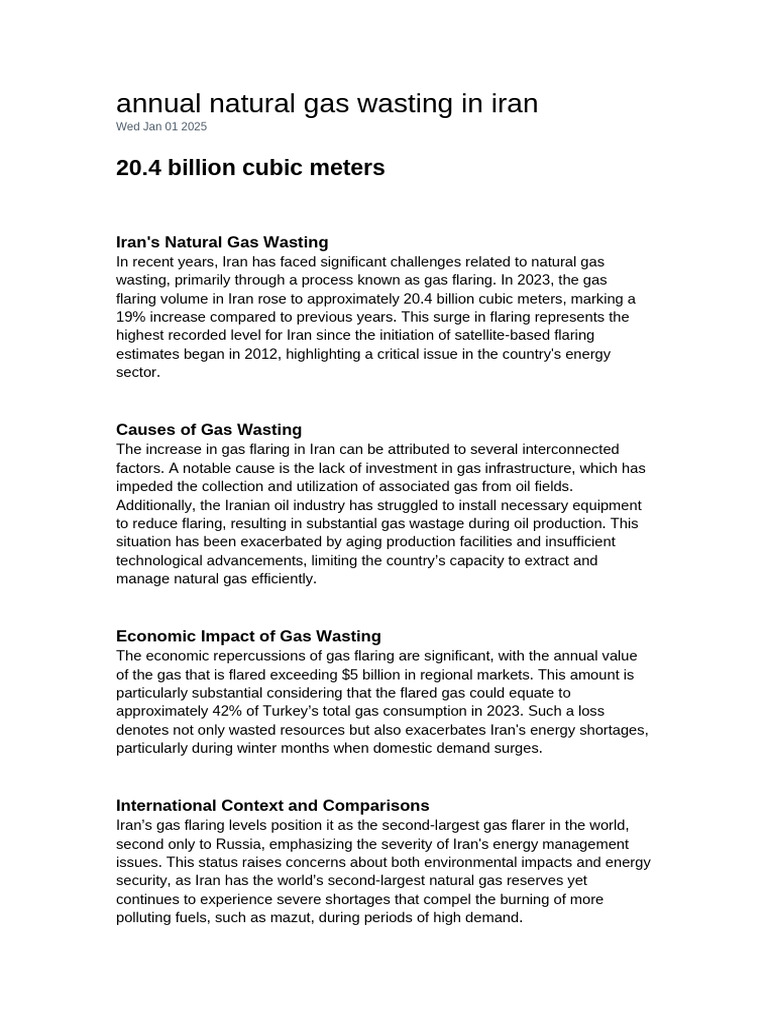Iran's 2023 Natural Gas Wasting Report | PDF | Natural Gas | Iran