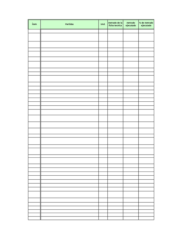 Lista de Partidas de Trabajos Provisionales | PDF