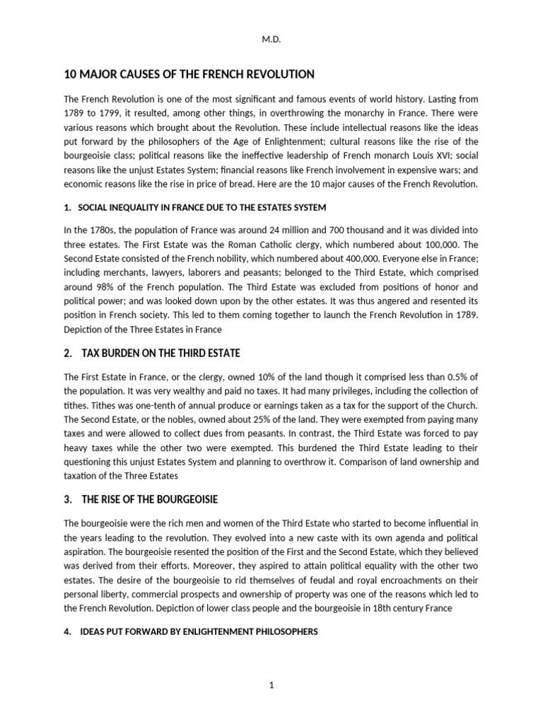 Causes of the French Revolution Explained | PDF | French Revolution ...