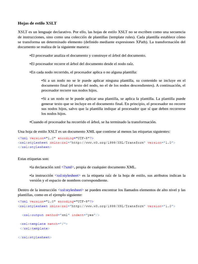 Introducción a Hojas de Estilo XSLT | PDF | Xml | X camino