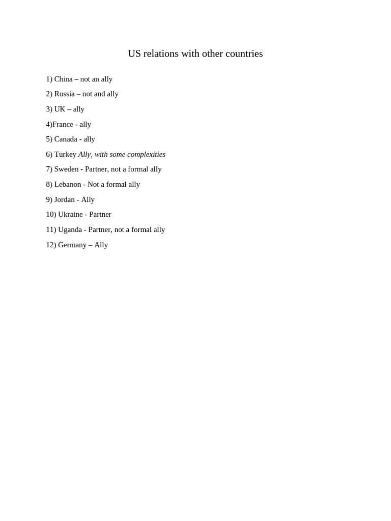 US Relations | PDF