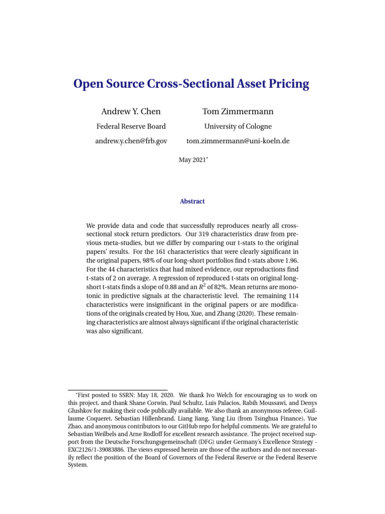 Open Source Cross-Sectional Asset Pricing | PDF | Linear Regression ...