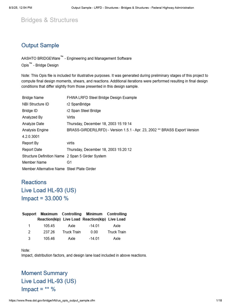 14 Opis Output Sample | PDF | Axle | Bridge