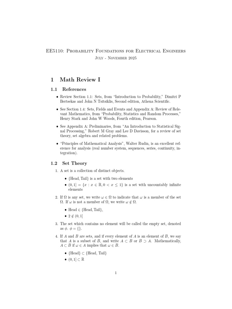 EE5110: Probability Foundations Overview | PDF | Sequence | Mathematics