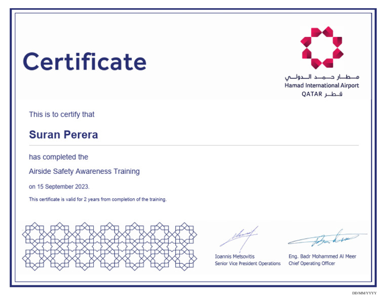 Airside Safety Awareness Training Certificate | PDF