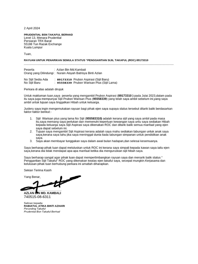 Letter ROC Kambali | PDF