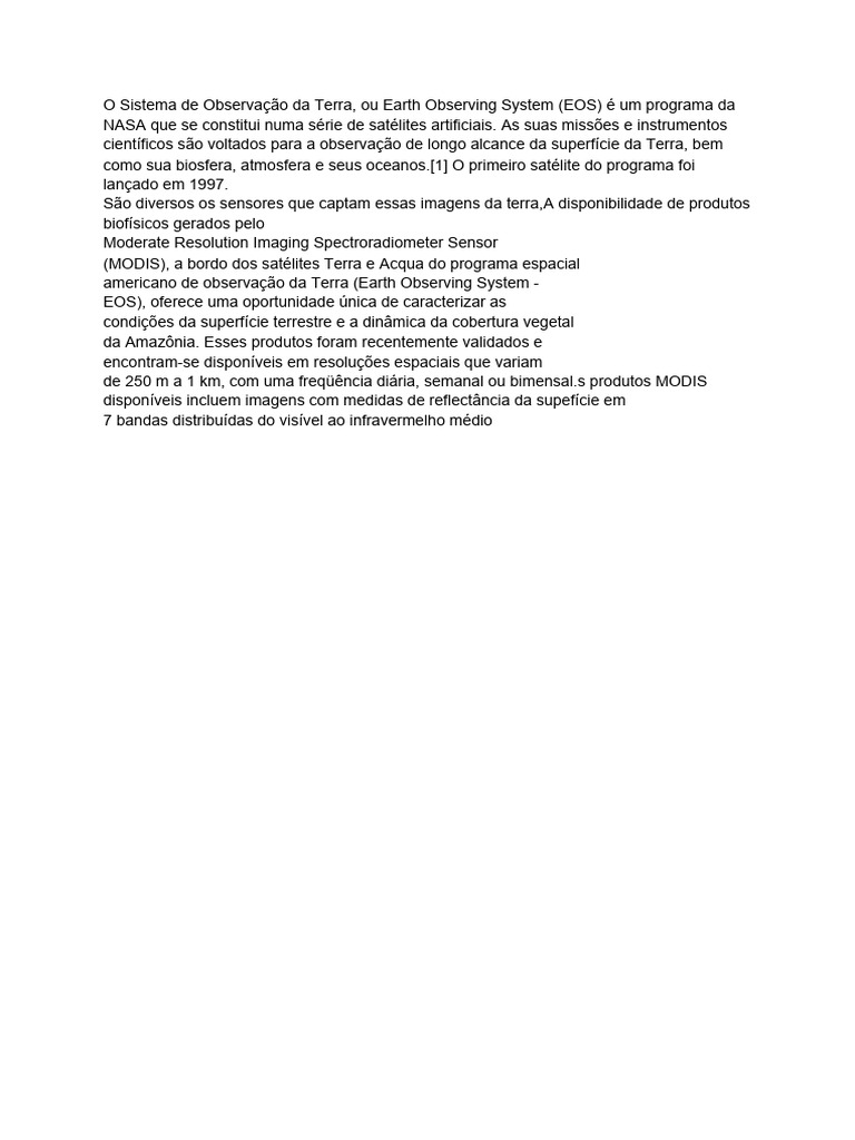 O Sistema de Observação Da Terra Ou Earth Observing System EOS É Um ...