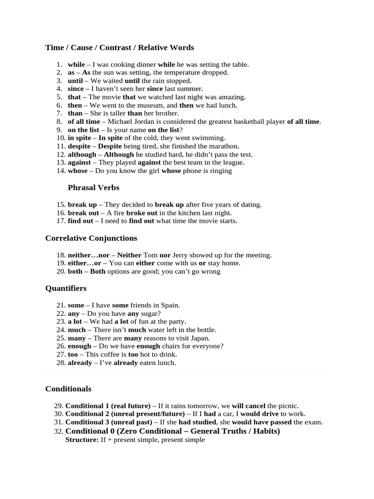 Time Connectives and Conditional Usage | PDF
