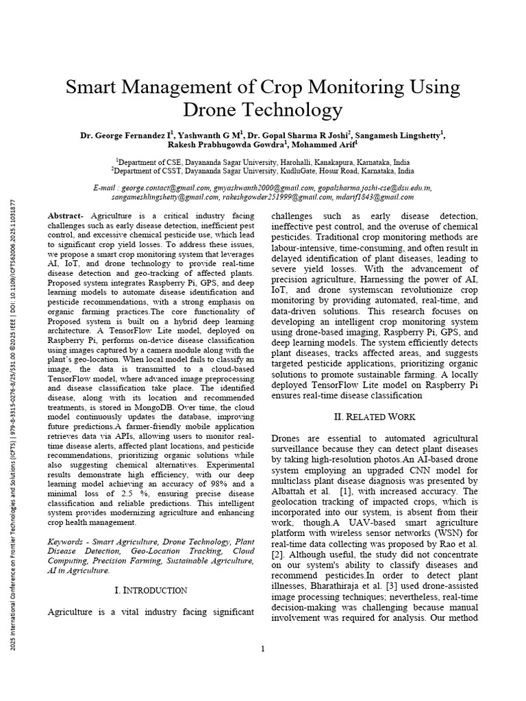 Drone-Enabled Smart Crop Monitoring | PDF | Unmanned Aerial Vehicle ...