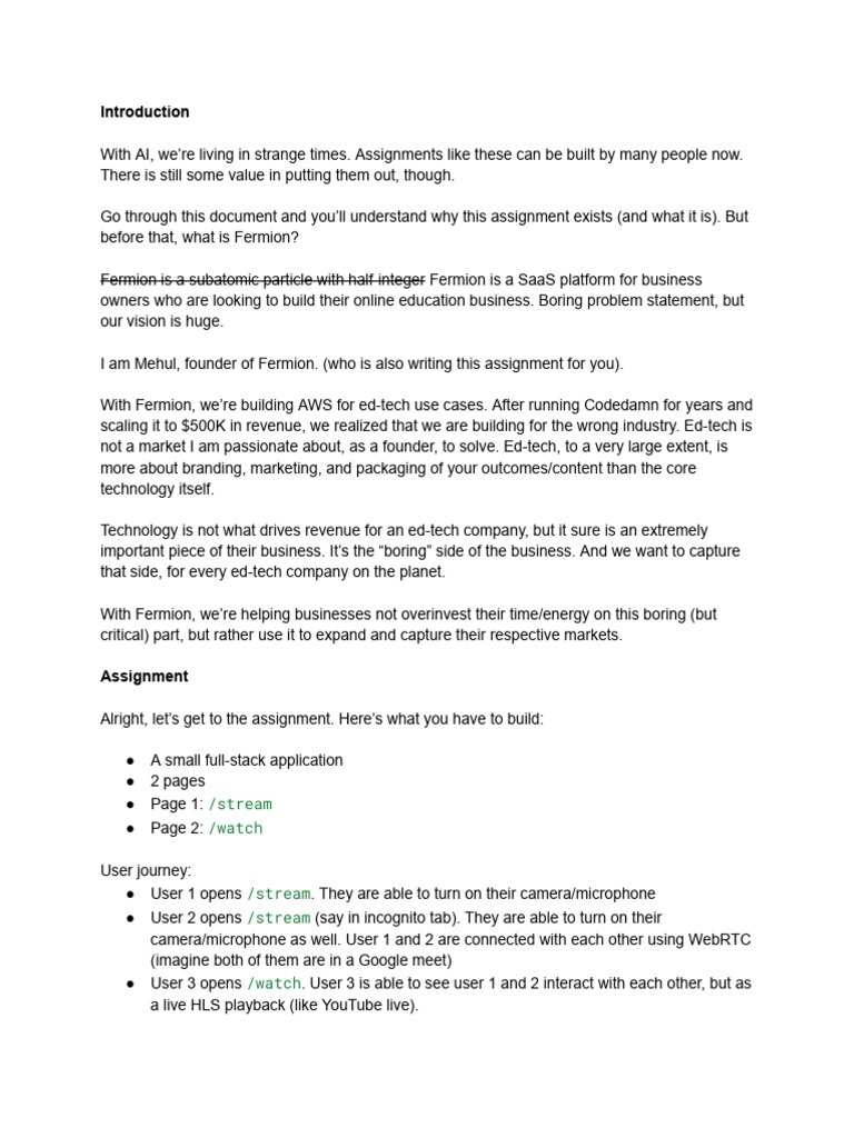 Fermion Backend Assignment | PDF | Computing