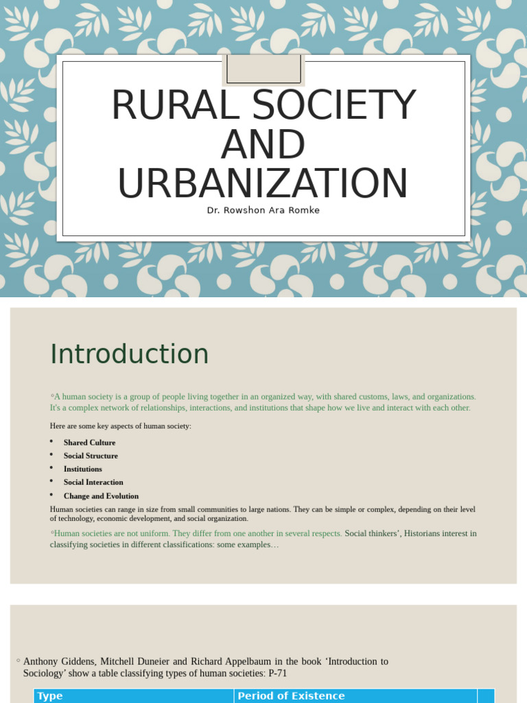 Rural Society and Urbanization | PDF | Human Migration | Urbanization