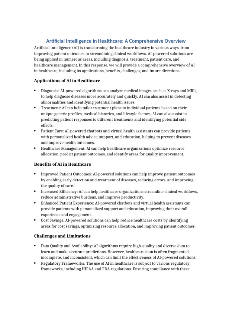 AI Transforming Healthcare Overview | PDF | Artificial Intelligence ...