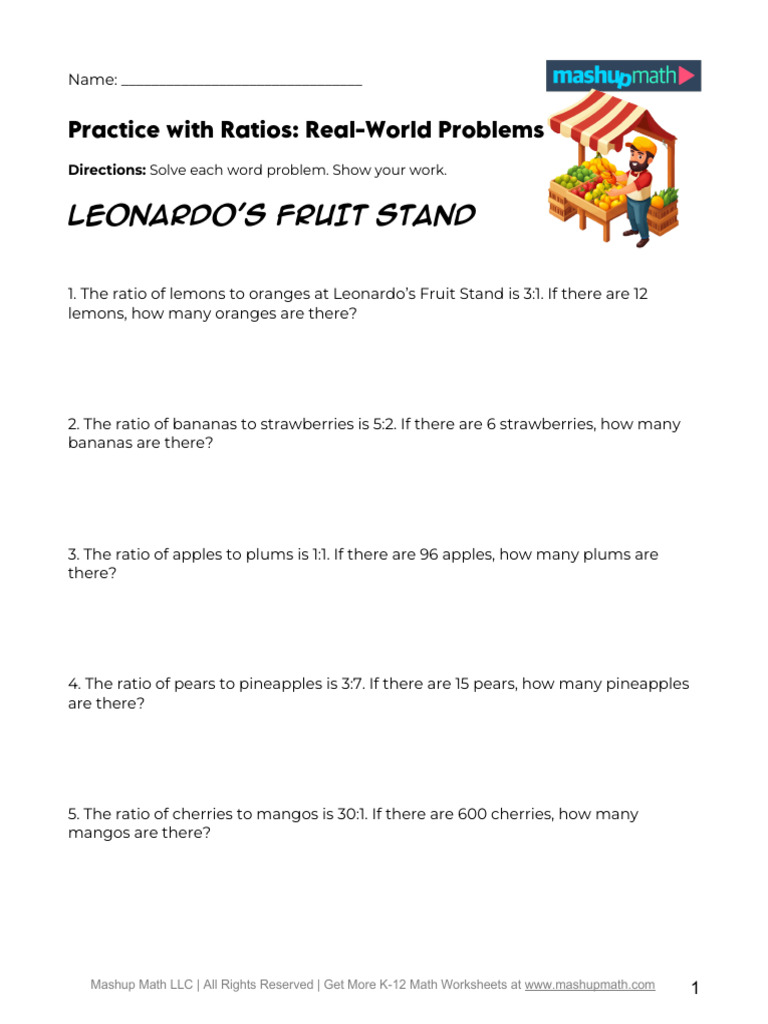 Practice+With+Ratios +real World+Problems+ (A) | PDF