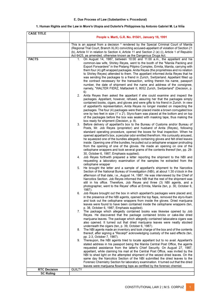 Due Process in Philippine Law Cases | PDF | Search And Seizure | Fourth ...