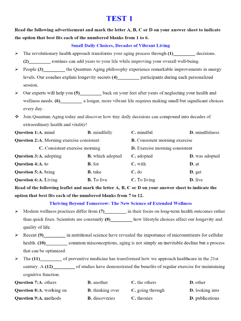 TEST 1 Grade 11 | PDF