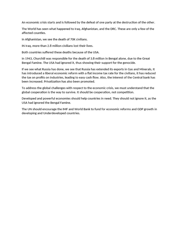 Global Economic Crisis Solutions and Impact | PDF