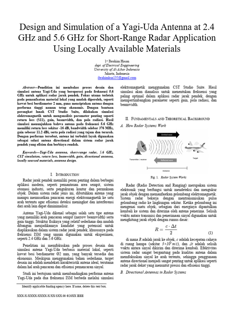 Design and Simulation of A 5.6 GHZ Yagi-Uda Antenna For Short-Range ...