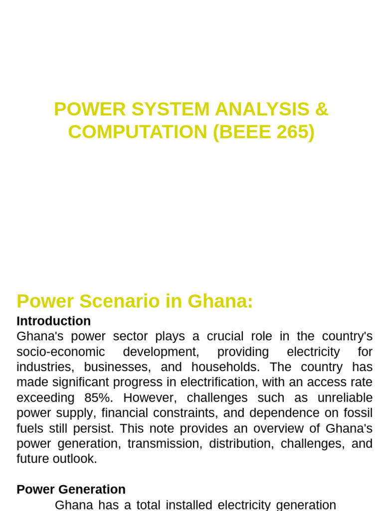 Ghana Power System Analysis Overview | PDF | Electrical Impedance ...