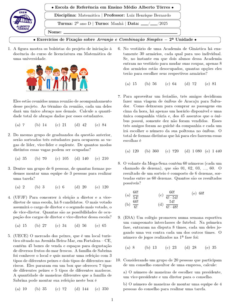 Exercícios de Arranjos e Combinações | PDF