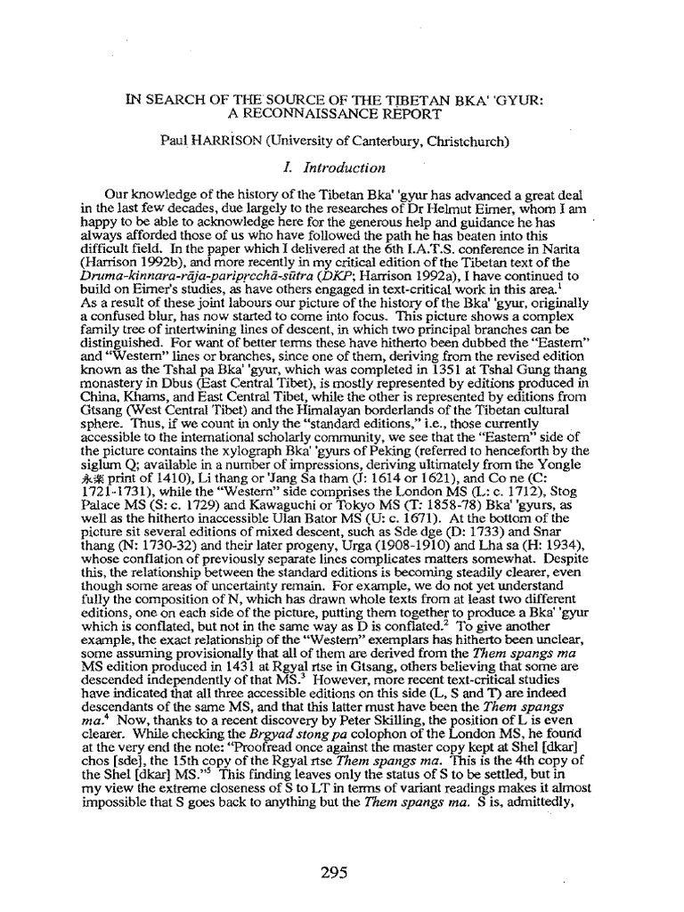 In Search of The Source of The Tibetan Bka' 'Gyur: A Reconnaissance ...