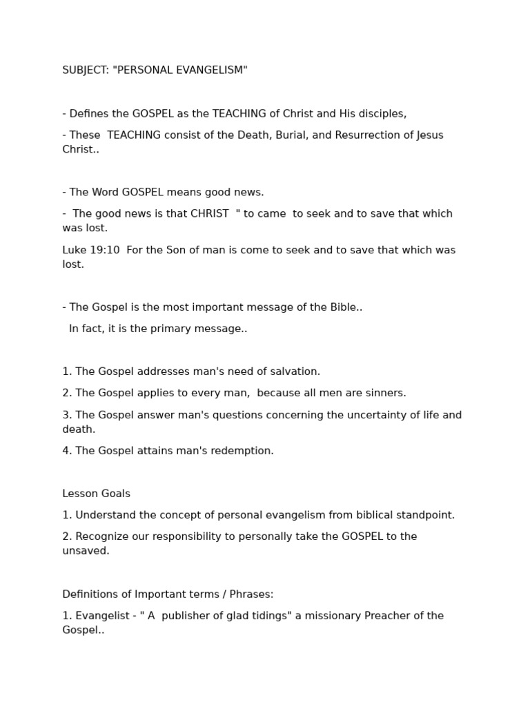 Understanding Personal Evangelism | PDF | The Gospel | Jesus