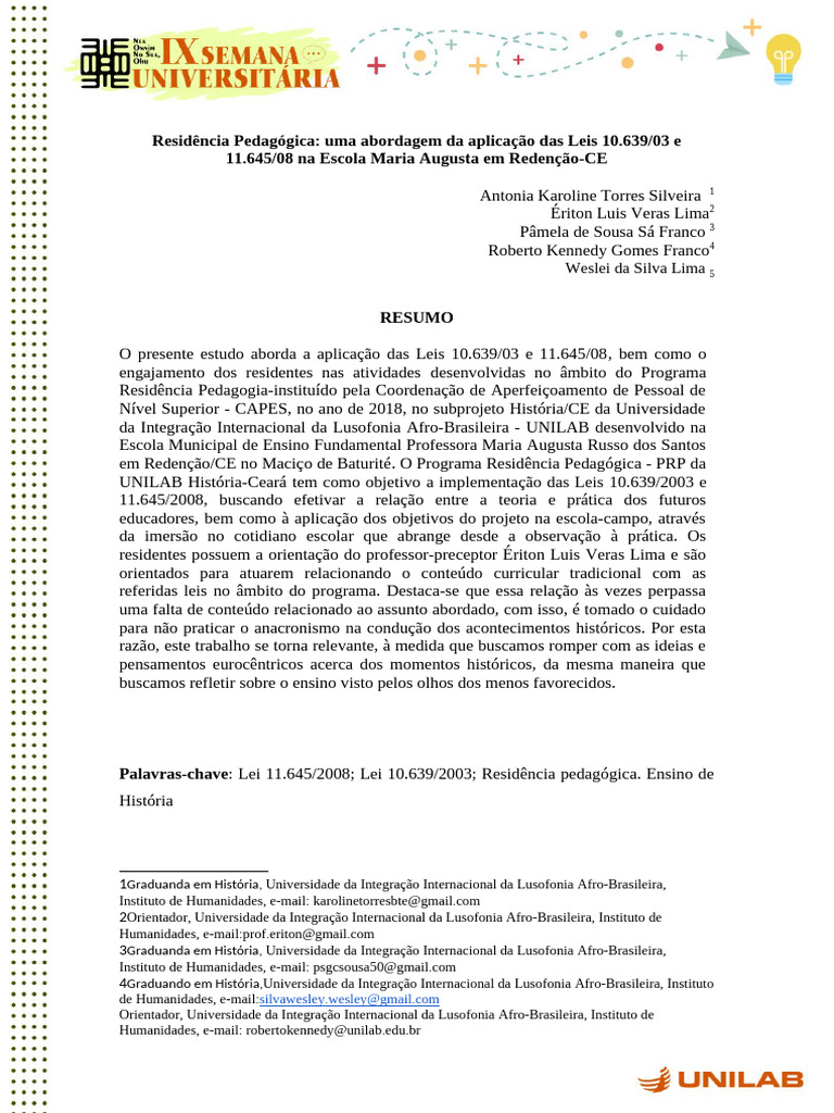 Aplicação das Leis 10.639/03 e 11.645/08 na Educação | PDF | Pedagogia ...