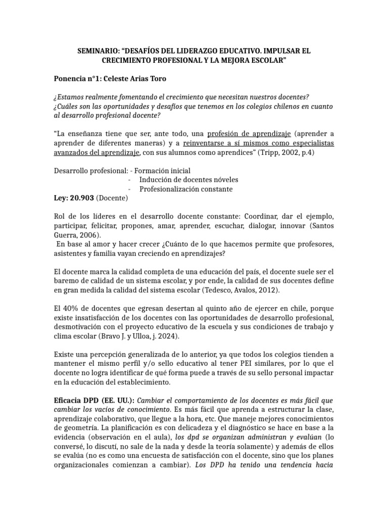 Desafíos del Liderazgo Educativo en Chile | PDF | Enseñando | Aprendizaje