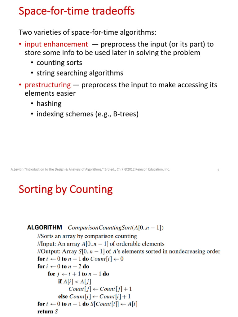 Space-for-Time Algorithm Techniques | PDF | Computer Science | Computer ...