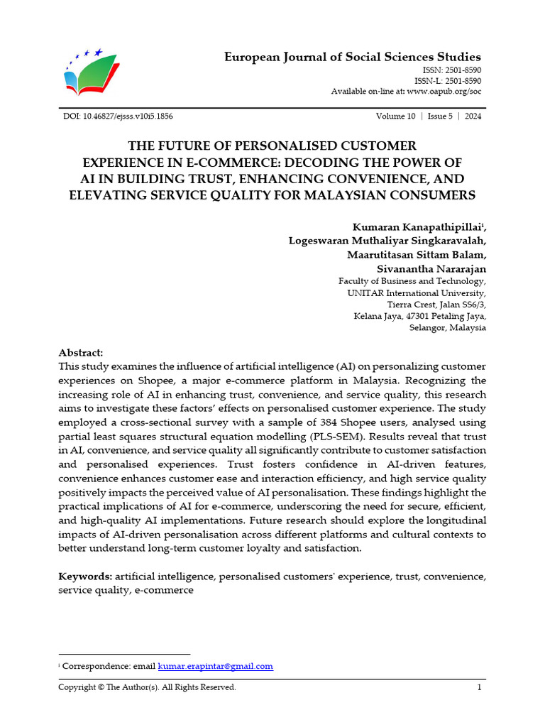 AI's Role in Personalizing E-Commerce Experience | PDF | Customer ...