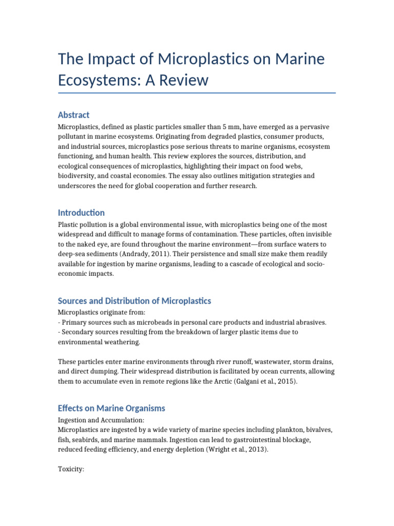 Microplastics' Threat to Marine Ecosystems | PDF | Natural Environment ...