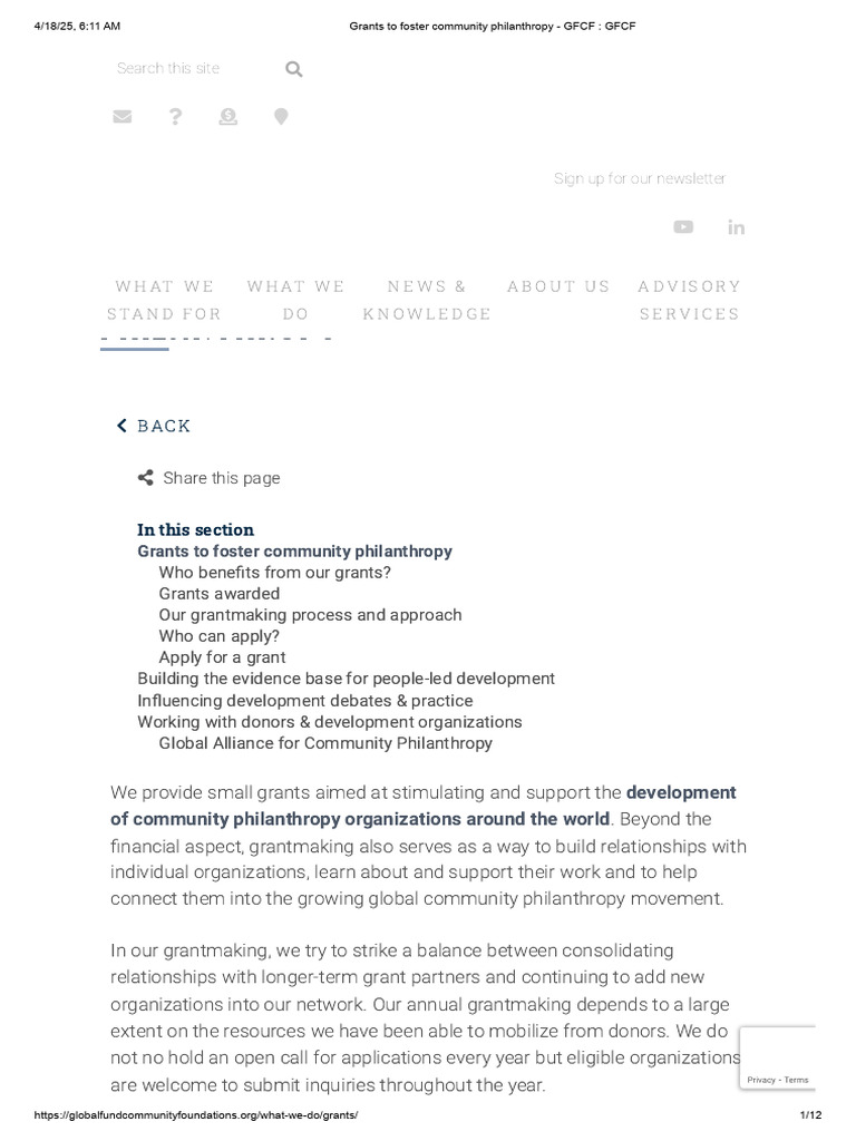 GFCF Grants for Community Philanthropy | PDF | Public Sphere