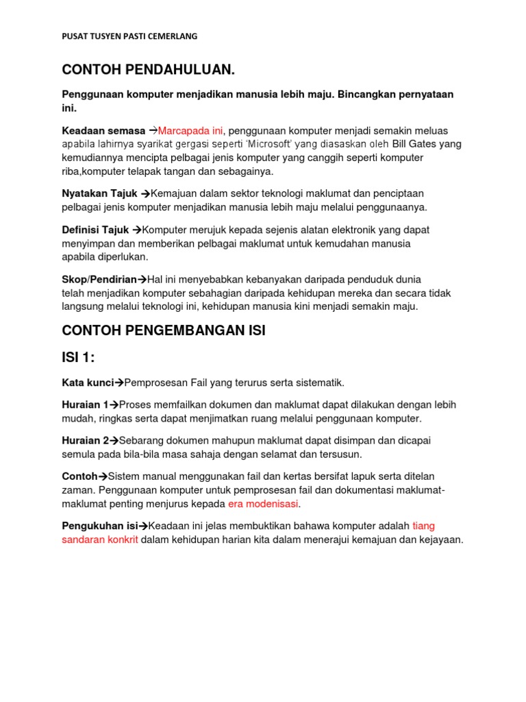 Cth Karangan Kebaikan Komputer Pdf