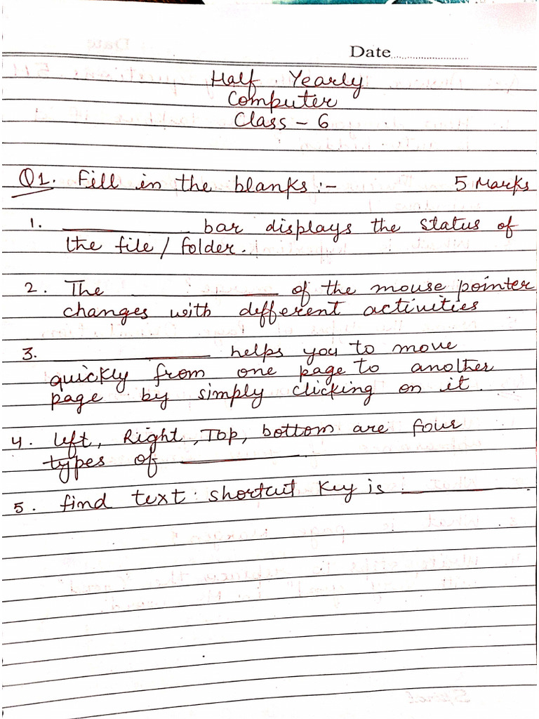 Class 6 Half Yearly Computer | PDF