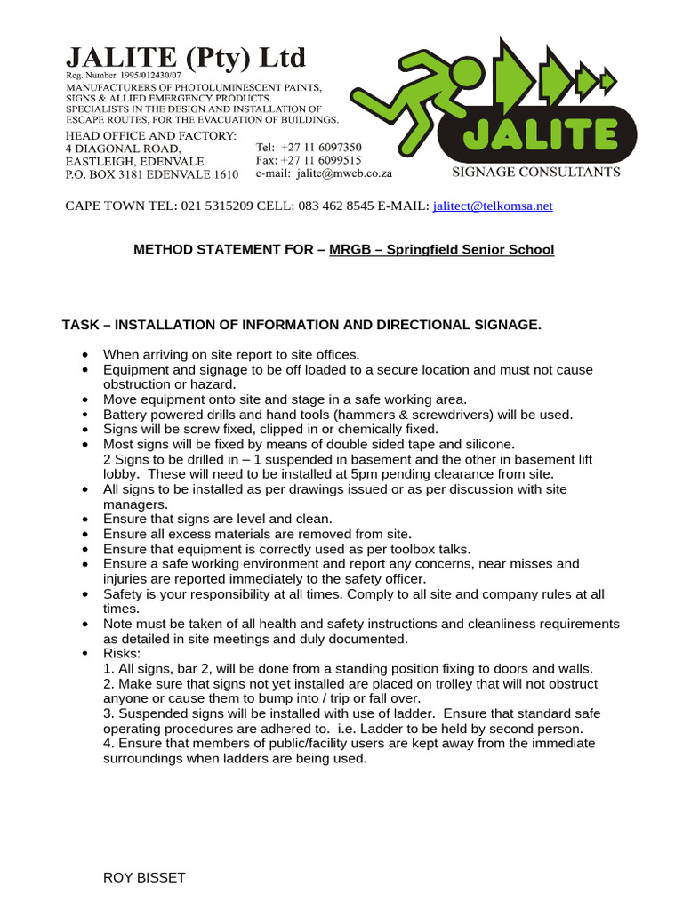 Signage Installation Method Statement | PDF