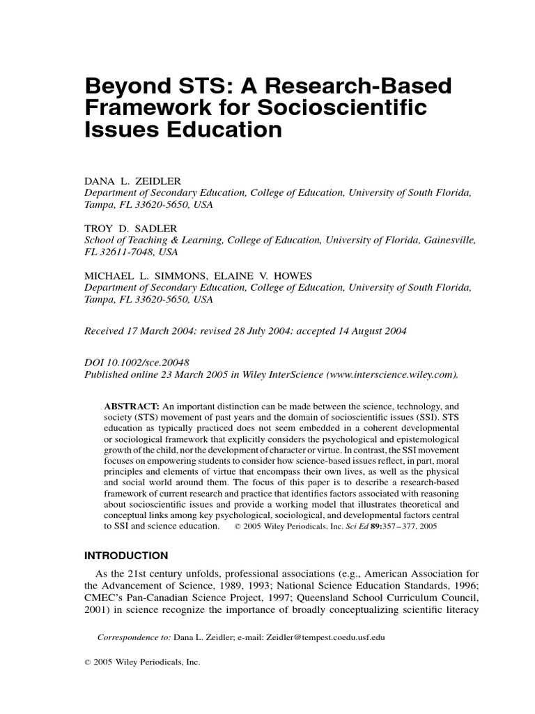 Socioscientific Issues Education Framework | PDF | Science | Science ...