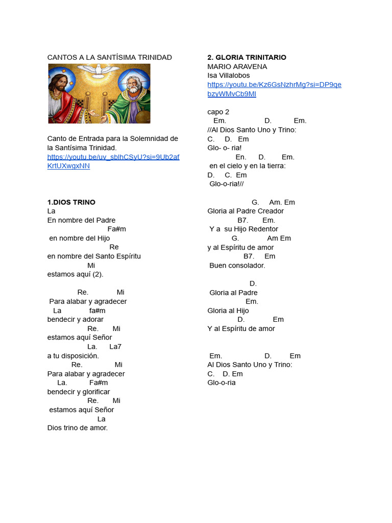 Cantos para la Santísima Trinidad | PDF | Dios en el cristianismo ...