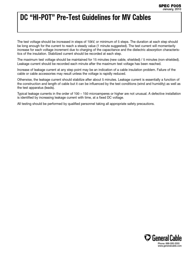 DC Hi-Pot Testing Guidelines for MV Cables | PDF
