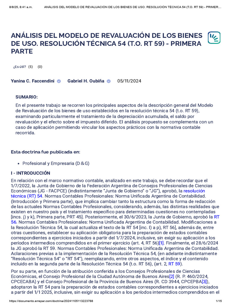 Análisis de RT 54 y RT 59 en Revaluación | PDF | Contabilidad ...